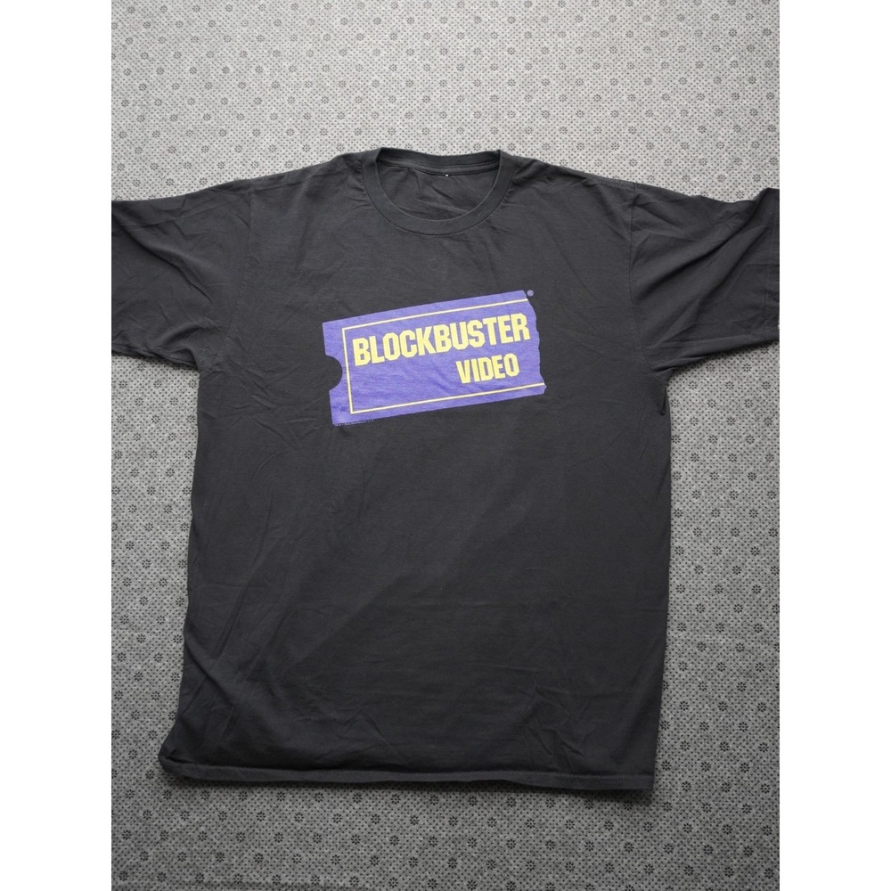 Blockbuster Video Logo T-Shirt Black Retro Ticket Graphic Movie Rental Nostalgia
